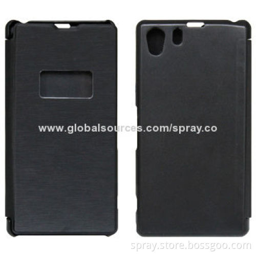 Mobile phone PU leather folio case for Sony Xperia Z2, with matching color and textured PC case